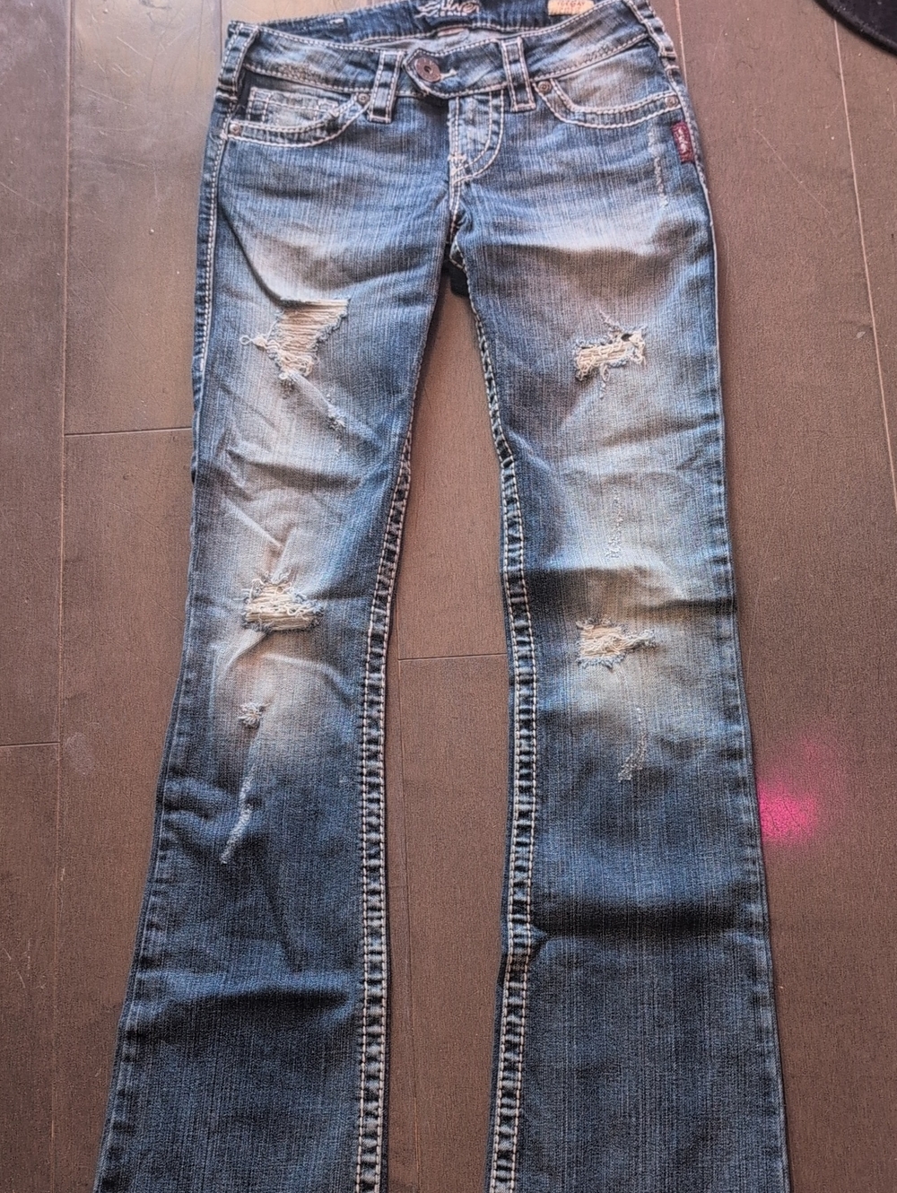 Silver Women's Flared Distressed Jeans